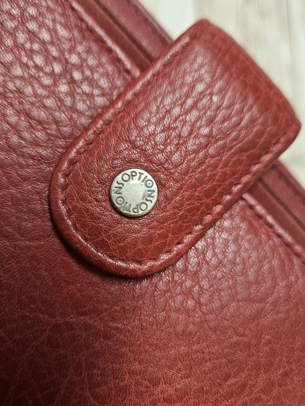 Options by Buxton Red Genuine Leather Checkbook Wallet Organizer - Picture 7 of 16